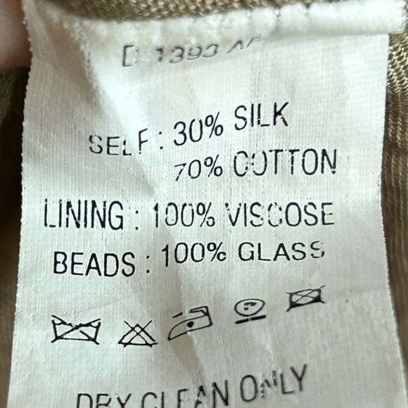 ➰ ALEXIA ADMOR BEIGE SILK BLEND BEADED TIE BACK BOHO SHIFT DRESS SLEEVELESS XS - Picture 5 of 5